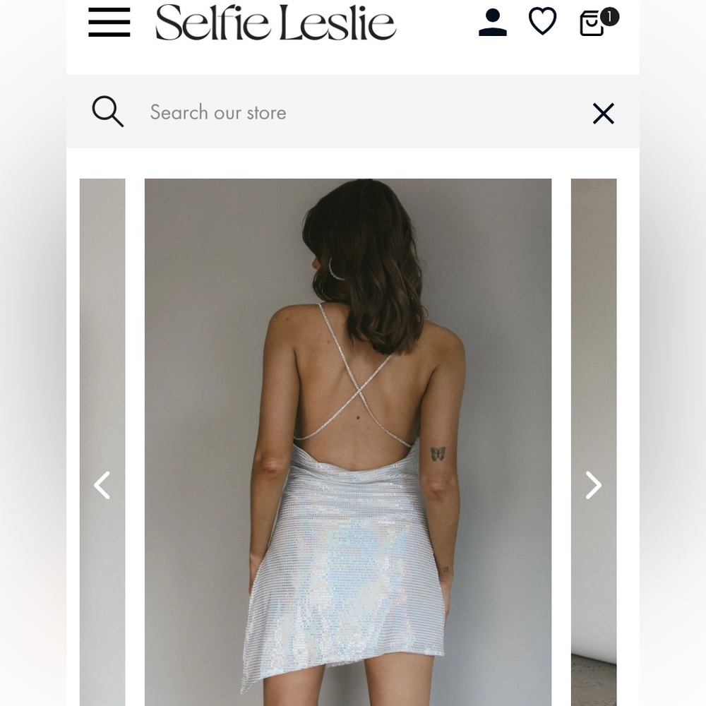 ILLIANA DIAMANTE STRAP SILVER SEQUIN MINI DRESS / Selfie Leslie